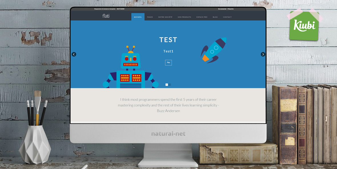 Voir la dmo :  Responsive Flat Design Template pour Kiubi