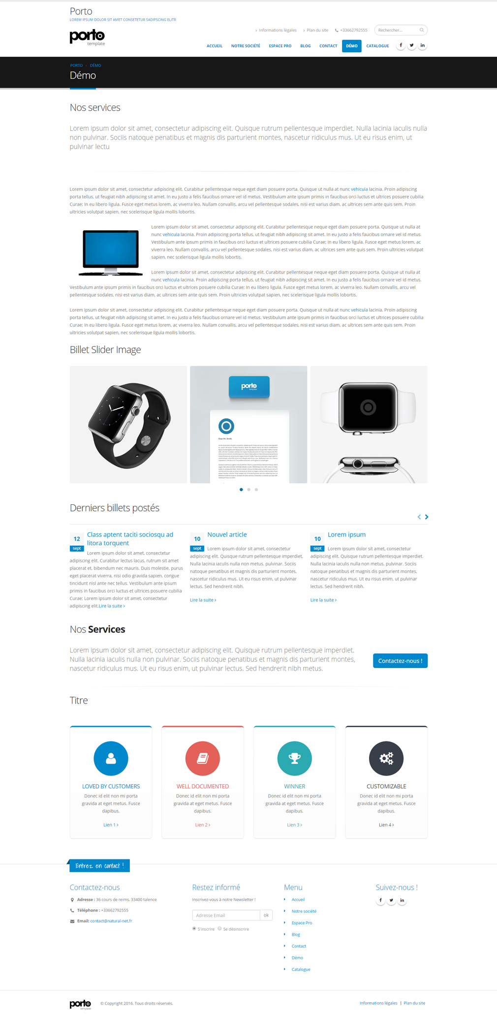 Porto Template responsive Kiubi Thèmes et templates pour