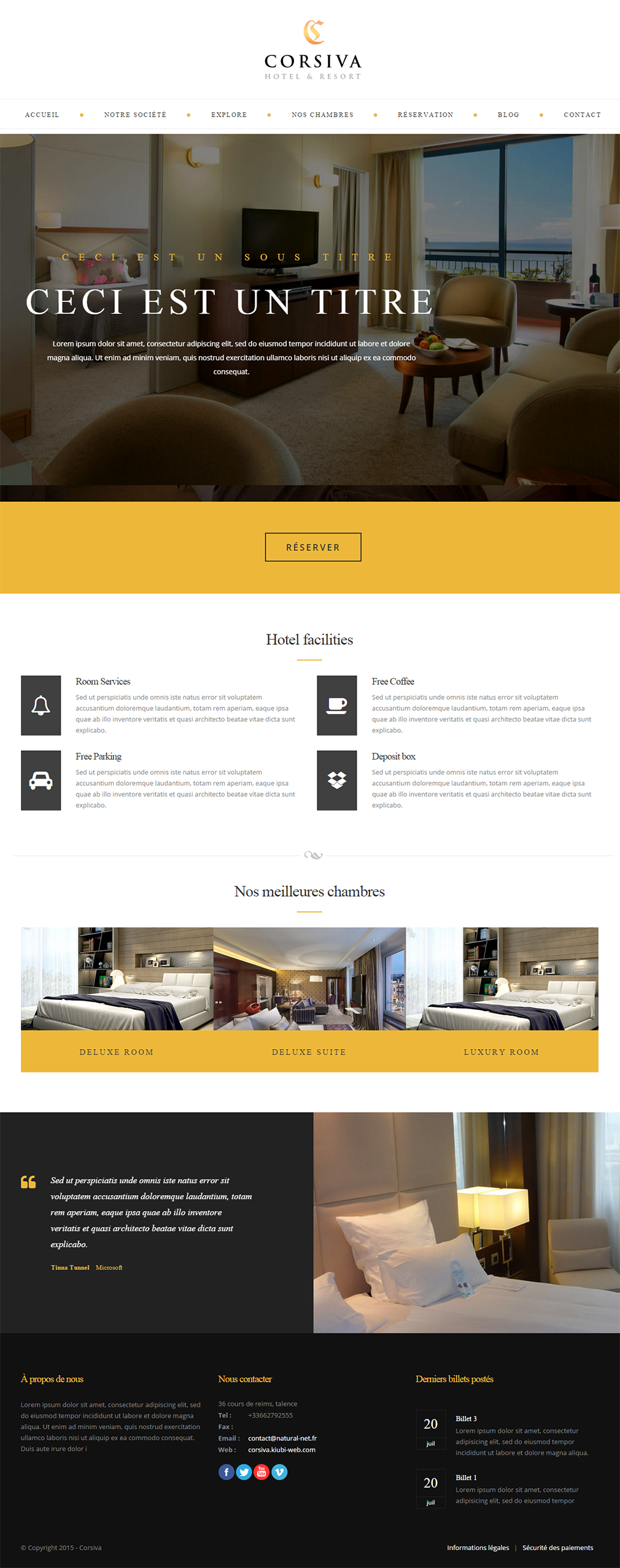 Responsive Hotel Website pour Kiubi