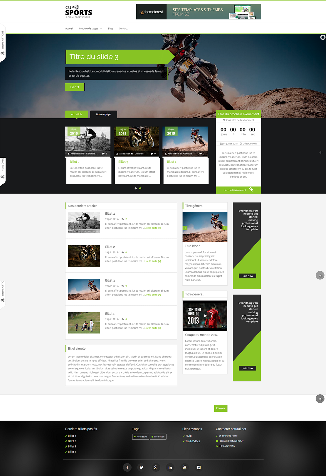 Sport Responsive HTML5 Template pour Kiubi